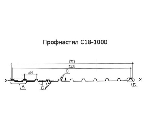 Продольно гнутый профнастил для укрытий конвейеров С18ПГ-1023, 0,6, оцинкованный