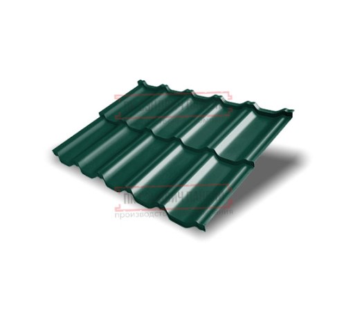 Металлочерепица модульная Квинта Uno 3D RAL6005 Quarzit-0,5