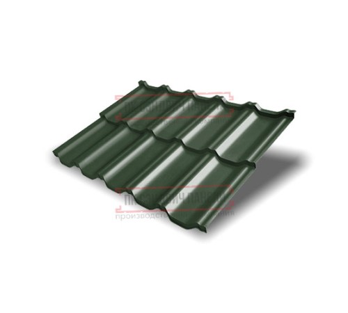 Металлочерепица модульная Квинта Uno 3D RAL6020 Velur-0,5