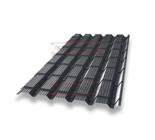 Металлочерепица Квадро профи RAL7024 Quarzit lite-0,5