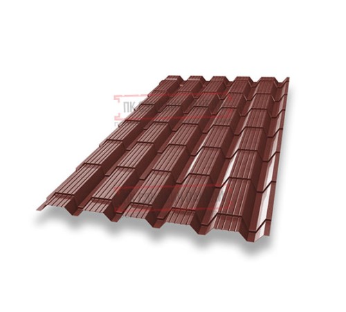 Металлочерепица Квадро профи RAL3009 Velur-0,5
