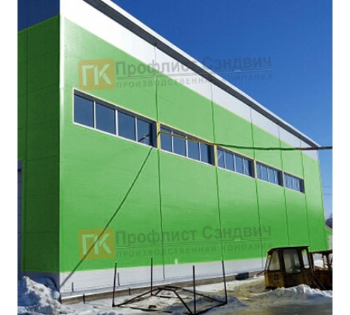 Сэндвич панели гладкие с пенополиуретаном, ширина 1000 мм, толщина 200 мм, 0.5/0.5, RAL6018