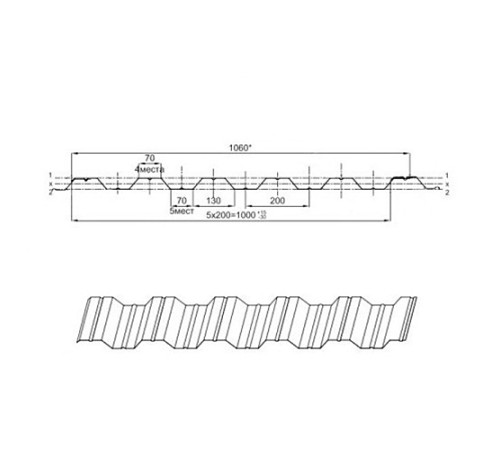 Профнастил НС35ПГ-0.45, Ширина-1100, Полиэстер RAL3009